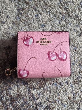 COACH Pink Cherry Leather Snap Wallet